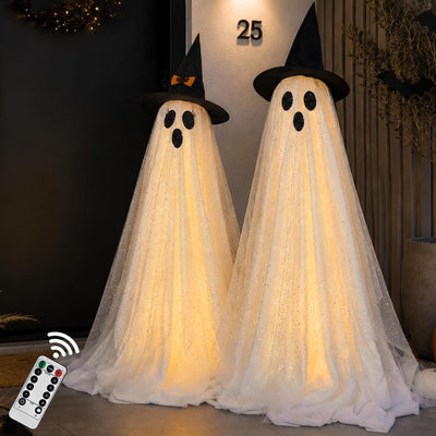 2-Pack 59in Halloween Ghost Decorations With Remote